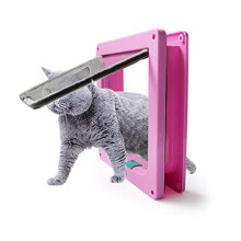 KA Cat Flap With Tunnel Cat Mate Lockable Door For Small Animals 4Position Lock Size S Pink