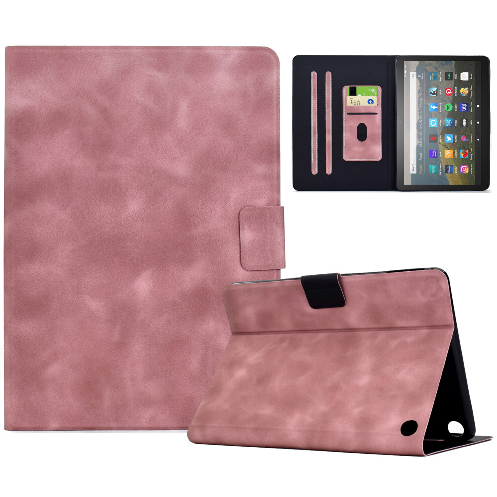 (Pink) For Amazon Fire Hd 8 (2022) / (2020) Case Pu Leather Tablet Cover With Card Slots Pink 6914280358390