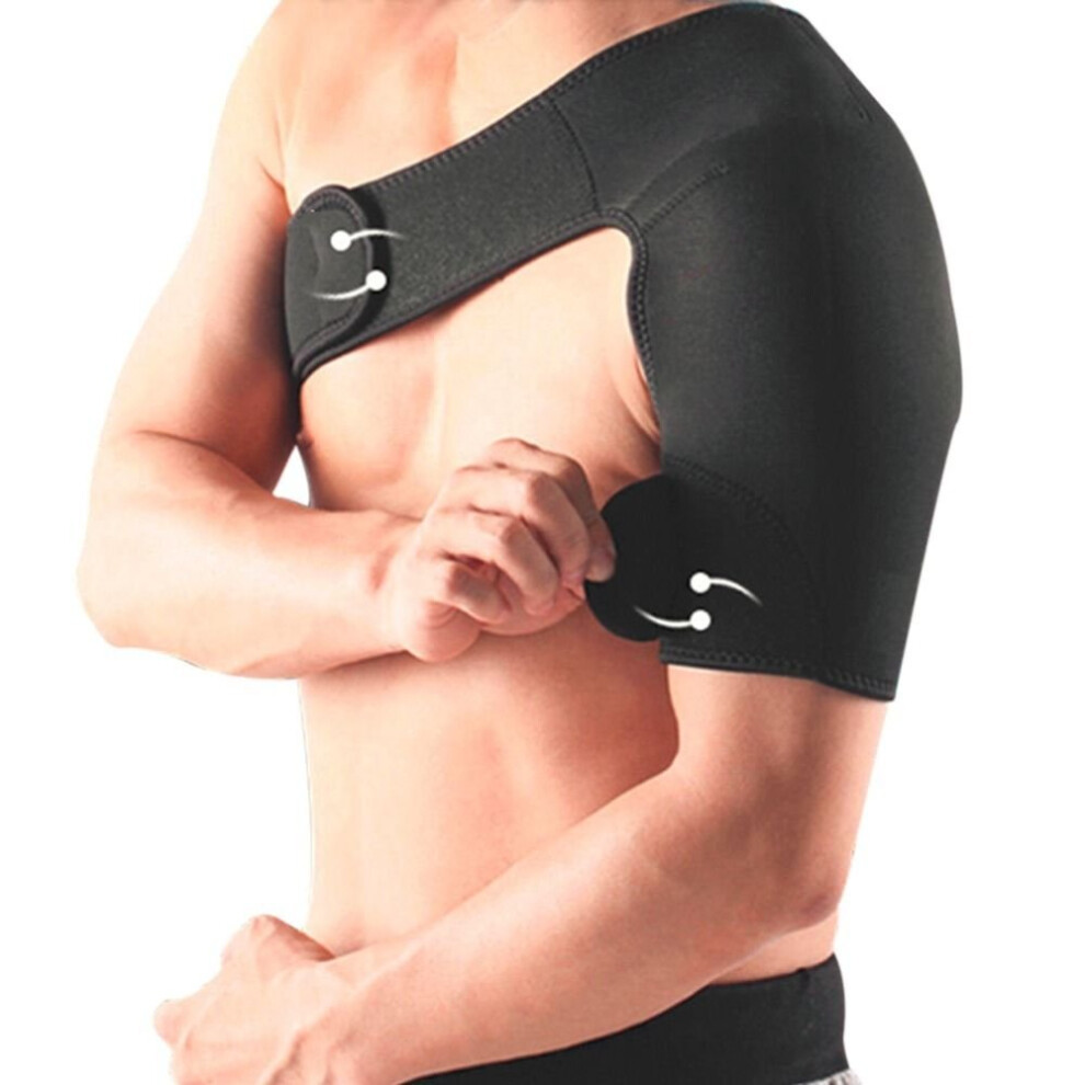 Shoulder Support Brace Left Shoulder  Adjustable Breathable Strap, Back Guard, Black