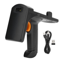 Leitor de código de barras com transmissão Bluetooth, modo de indução automática e design antichoque para armazéns e lojas de varejo.