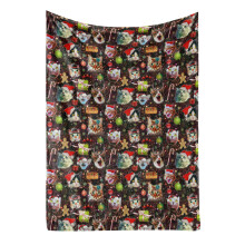 Plaid en micro-polaire, motif animaux de Noël mignons, confectionné dans un tissu de qualité, polyvalent – idéal pour la décoration