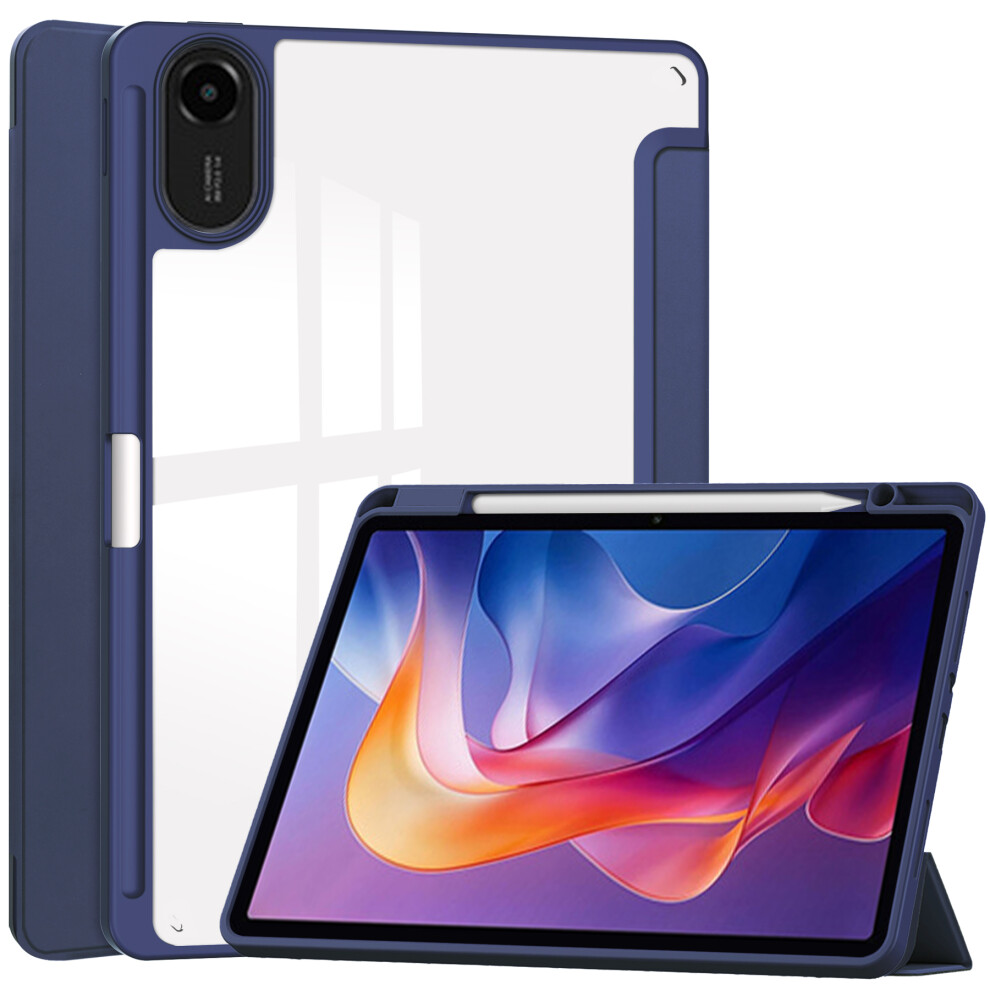 (Dark ) For Xiaomi Redmi Pad 2 Case Clear Acrylic Leather Tablet Cover Support Auto Sleep / Wake Blue 6914282251347