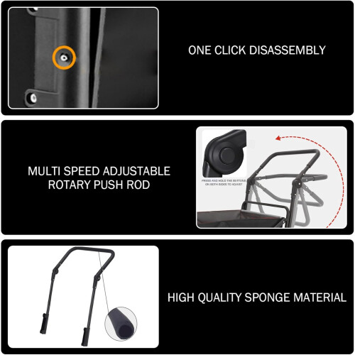 Wagon Handle Detachable AdjustableAngle Plastic With SpongeWrapped Grip And Mounting Hardware Universal Replacement 1