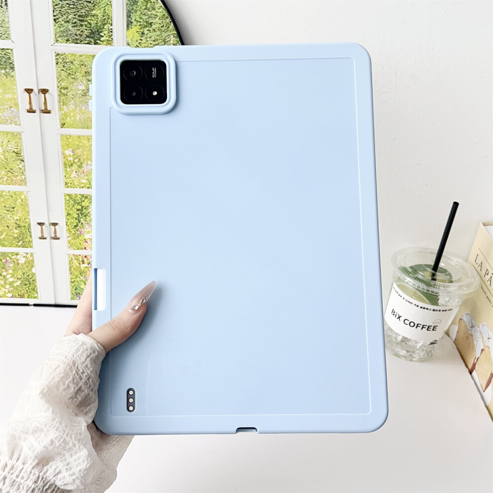 (Blue) For Xiaomi Pad 6S Pro 12.4 Case Solid Color Tpu Tablet Cover With Pencil Holder Blue 6914288931441