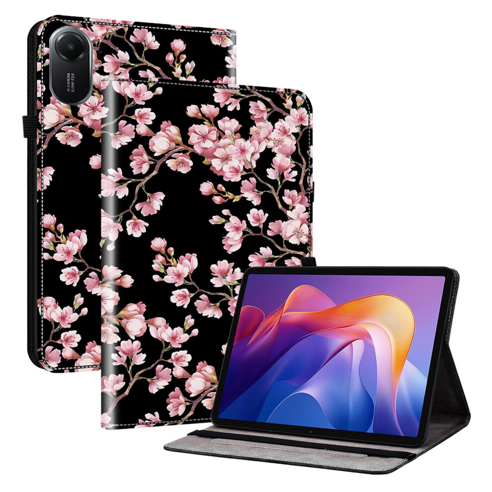 (Plum Blossom) For Xiaomi Redmi Pad 2 Leather Case Pattern Printed Stand Tablet Cover With Card Slots Purple 6914283851393