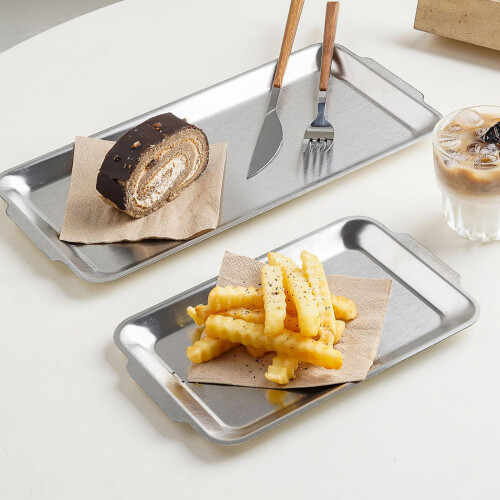 Elegant 304 Stainless Steel Cooking Tray Rectangular-Gold large 2