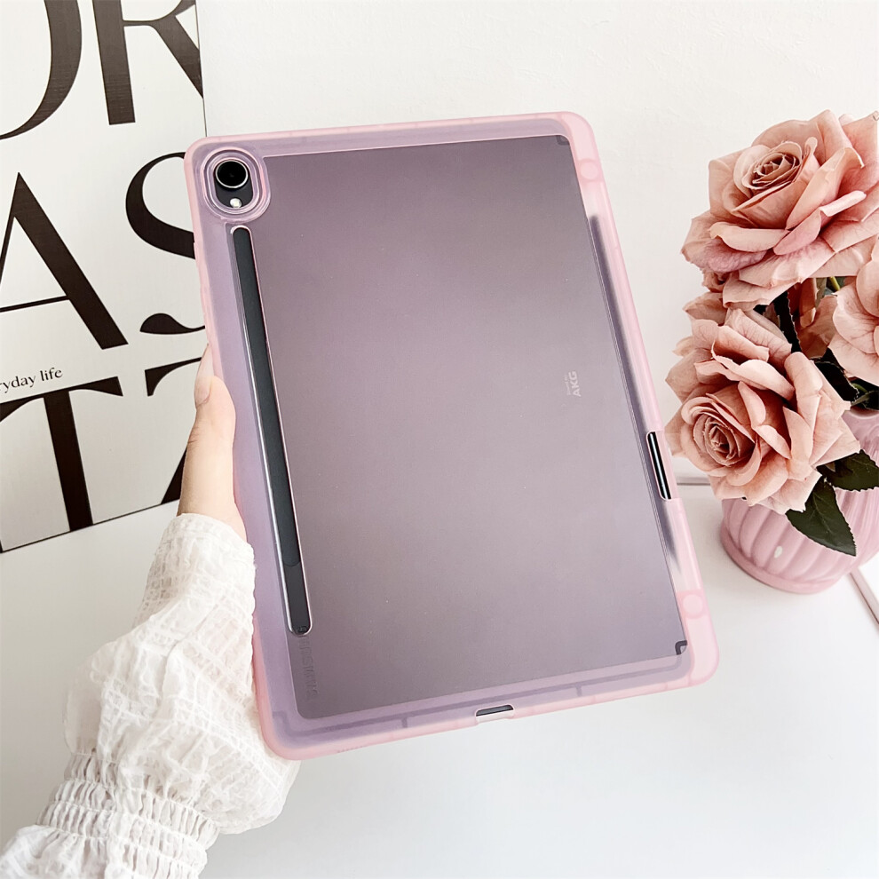 (Transparent ) For Samsung Galaxy Tab S9 Case Clear Tpu Anti Drop Tablet Cover With Pencil Holder Pink 6914280568270