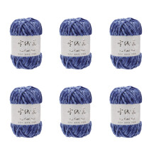 6Rolls of Soft Crochet Yarn 100g Per Roll for-Denim Blue 18