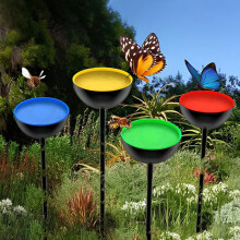 Bee Water Feeder Cups, 4 Pack, Rustproof Metal Stake, Standing Water Dispenser, Pollinator Feeding Tool Outdoor Use