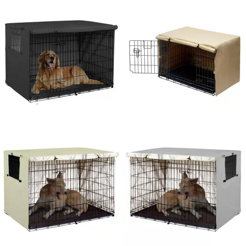 Faltbare Hundekäfig-Abdeckung,-Beigegold 107x69x75cm 2