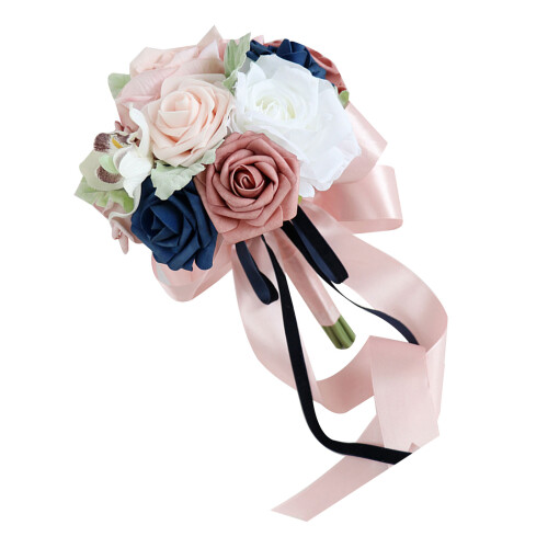 Wedding Artificial Peony Rose Flower Bouquet-bean paste powder