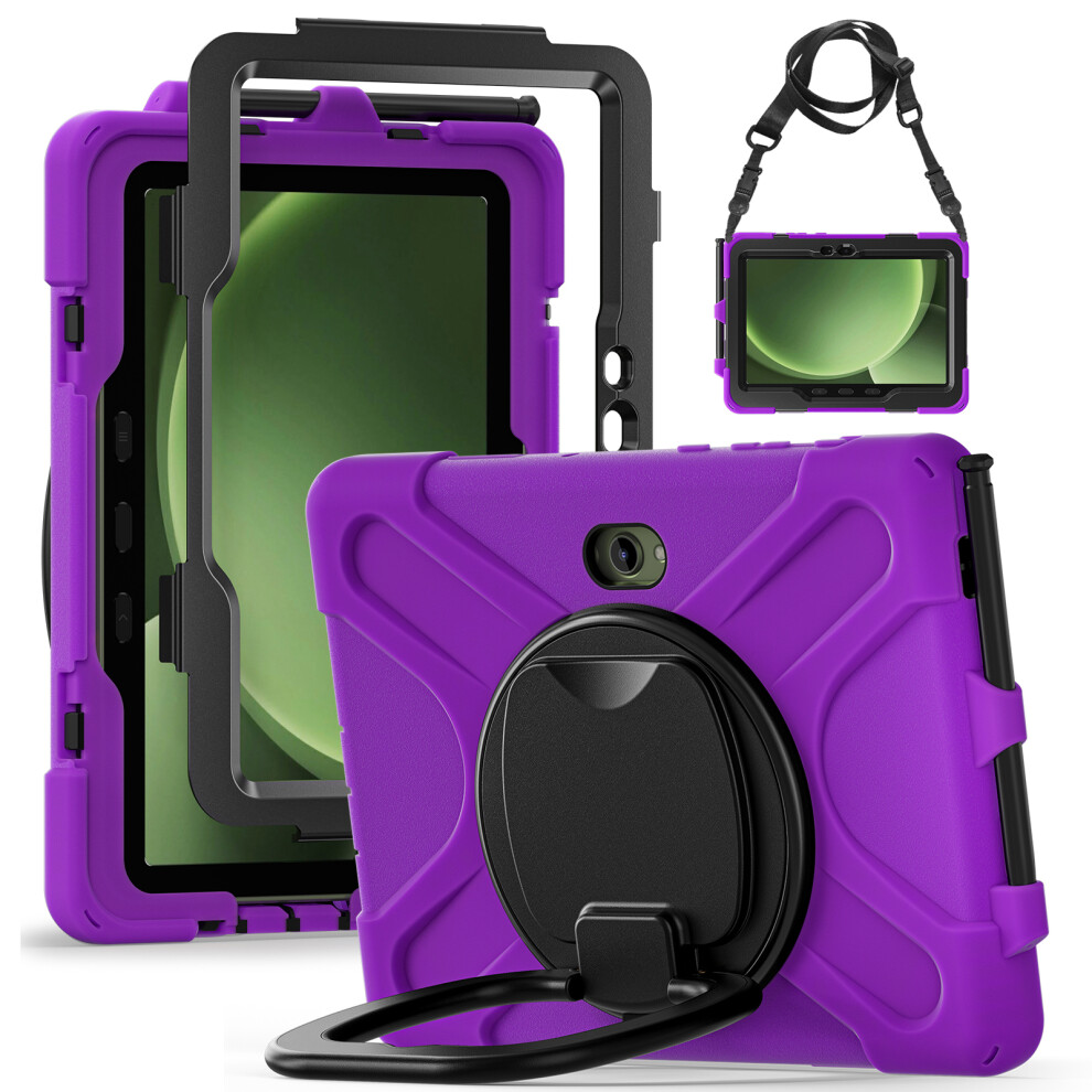 (Purple) For Samsung Galaxy Tab Active5 Pro X350 / X356b / Active Pro T540 / T545 / T547 / Active4 Pro Case With Shoulder Strap Tpu + Pc + Purple 6914283014897