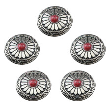 5 Pcs Flower Buttons Leather-Watermelon Red chrysanthemum