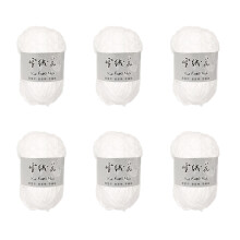 6Rolls of Soft Crochet Yarn 100g Per Roll for-pure white 01