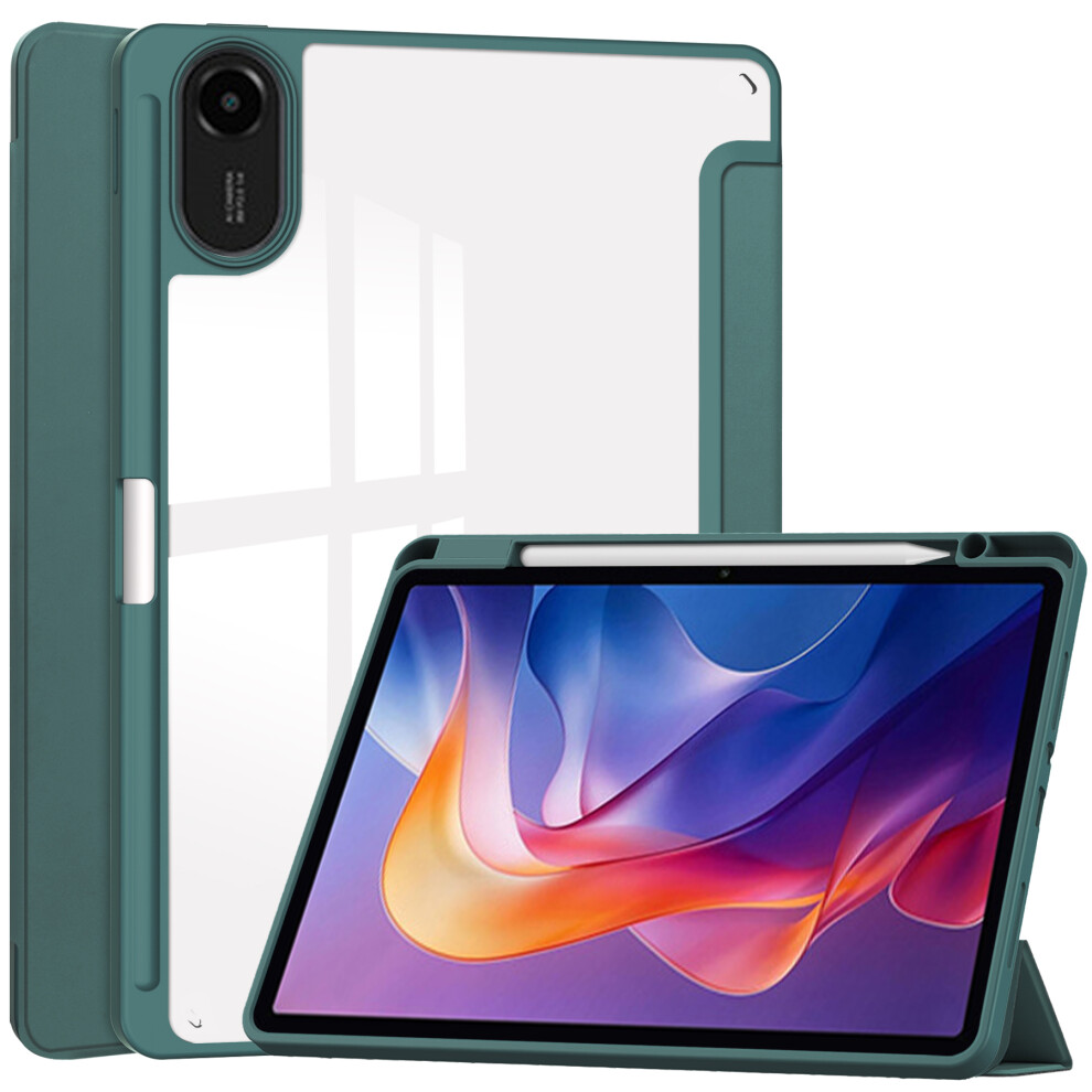 (Green) For Xiaomi Redmi Pad 2 Case Clear Acrylic Leather Tablet Cover Support Auto Sleep / Wake Green 6914283211111