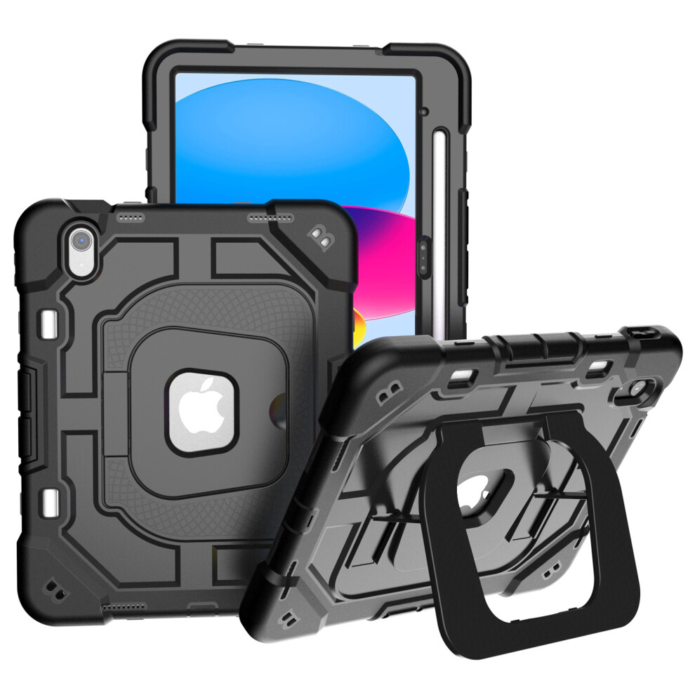 ( + ) For Ipad (2025) / 10.9 (2022) Case Kickstand Silicone + Pc Shockproof Protective Tablet Cover Black 6914282950998