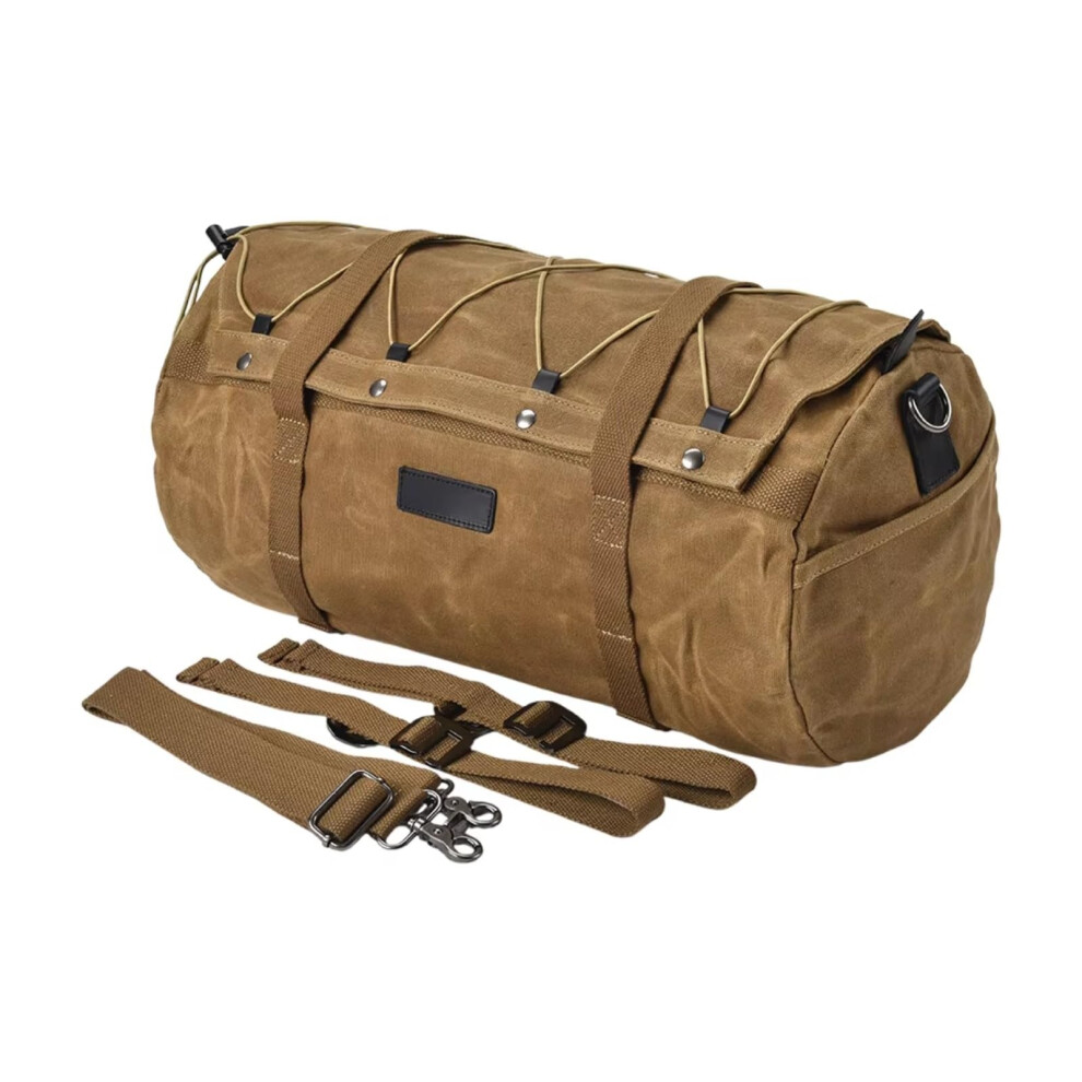 Waterproof Motorcycle Saddle Bags With Rear Luggage Rack, Universal Storage Panniers, Brown 9365049245883