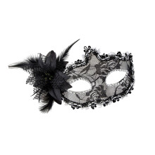 Beautiful Laces Half Mask Flower Embellished for Elegant-Black