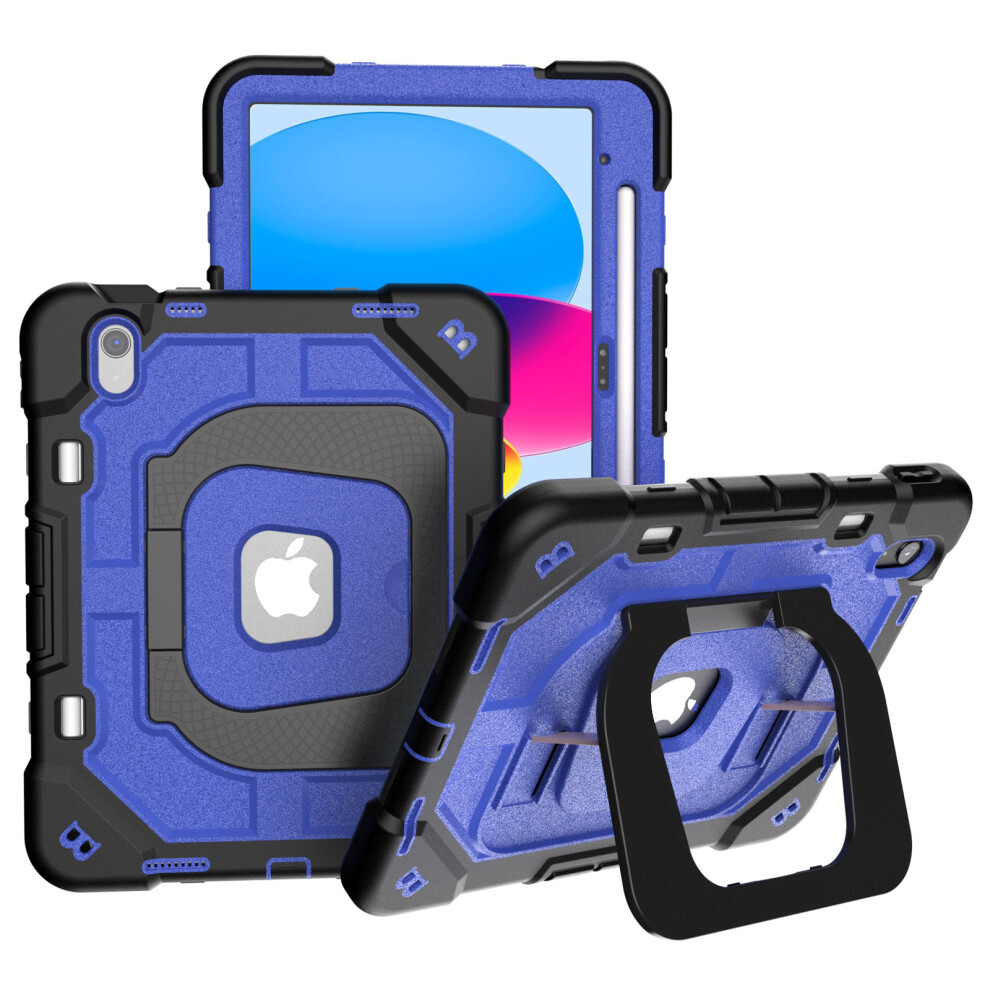 (Black + Blue) For Ipad (2025) / 10.9 (2022) Case Kickstand Silicone + Pc Shockproof Protective Tablet Cover Blue,Black 6914280952772