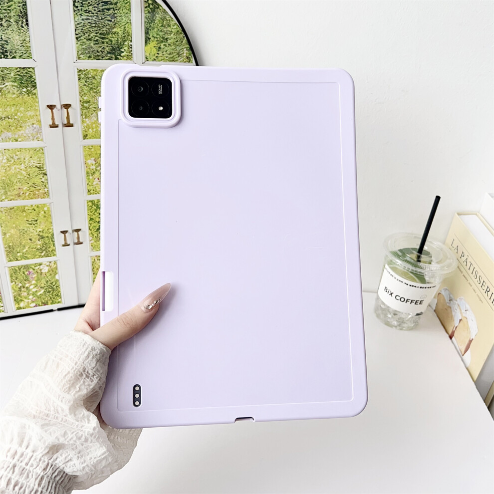 (Purple) For Xiaomi Pad 6S Pro 12.4 Case Solid Color Tpu Tablet Cover With Pencil Holder Purple 6914289618648