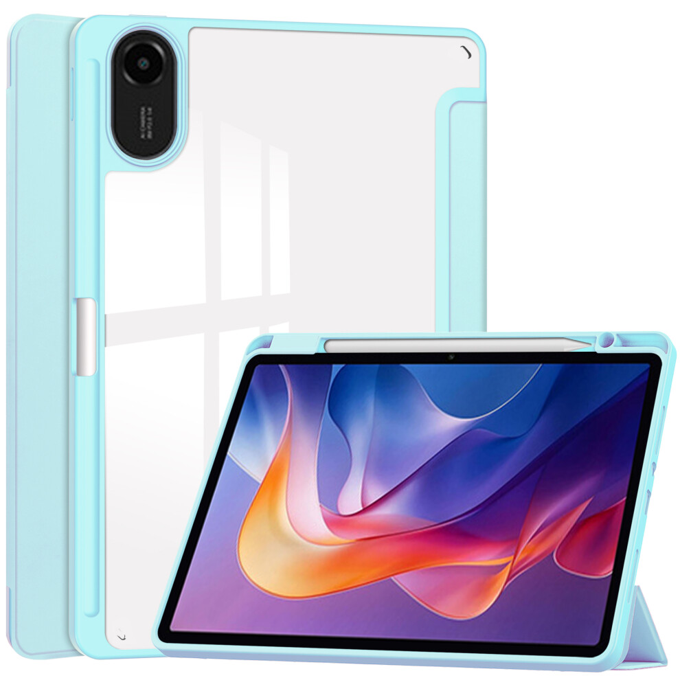 (Baby ) For Xiaomi Redmi Pad 2 Case Clear Acrylic Leather Tablet Cover Support Auto Sleep / Wake Blue 6914289770698