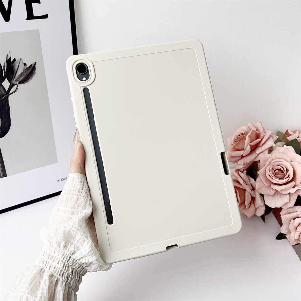 (White) For Samsung Galaxy Tab S9 Case Solid Color Tpu Tablet Cover With Pencil Holder White 6914283218233