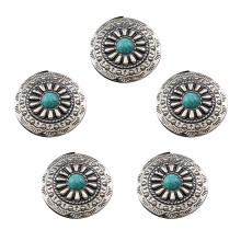 5 Pcs Flower Buttons Leather Decorative-Light Grey flower