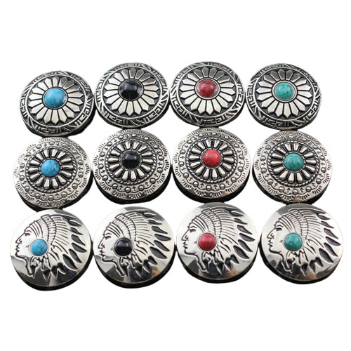5 Pcs Flower Buttons Leather Decorative-Light Grey flower 1