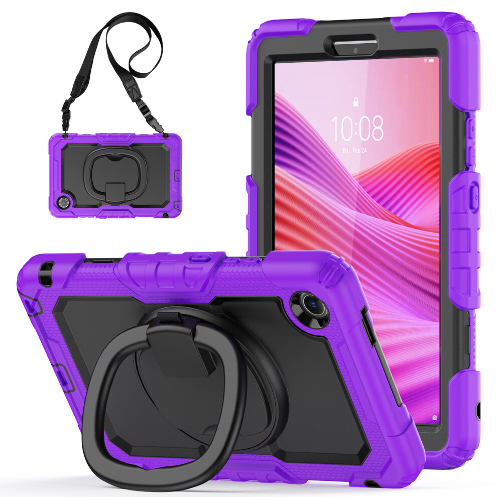 (Purple) For Lenovo Tab K9 Tb305fu Kickstand Case Pc + Silicone Tablet Cover With Shoulder Strap Purple 6914281404751