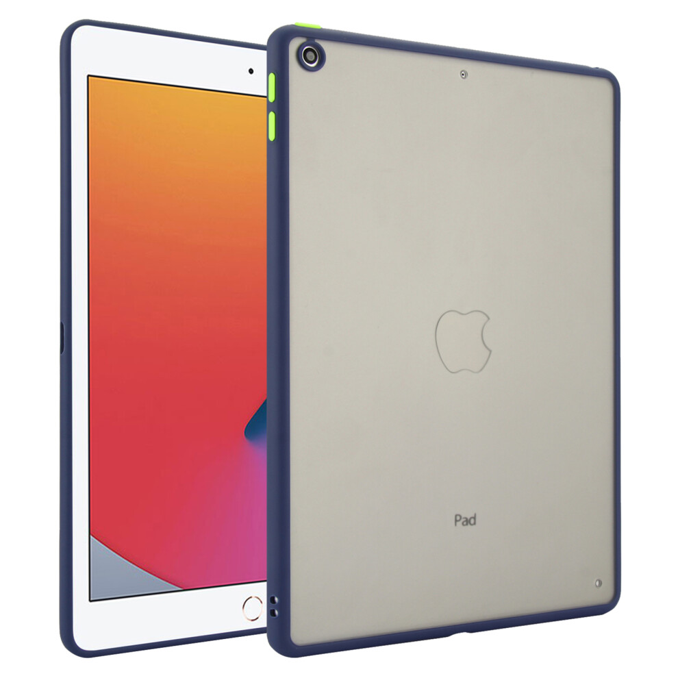 (Dark ) Tablet Case For Ipad 10.2 (2021) / (2020) / (2019) Skin Touch Matte Acrylic Tpu Shockproof Cover Blue 6914280380605