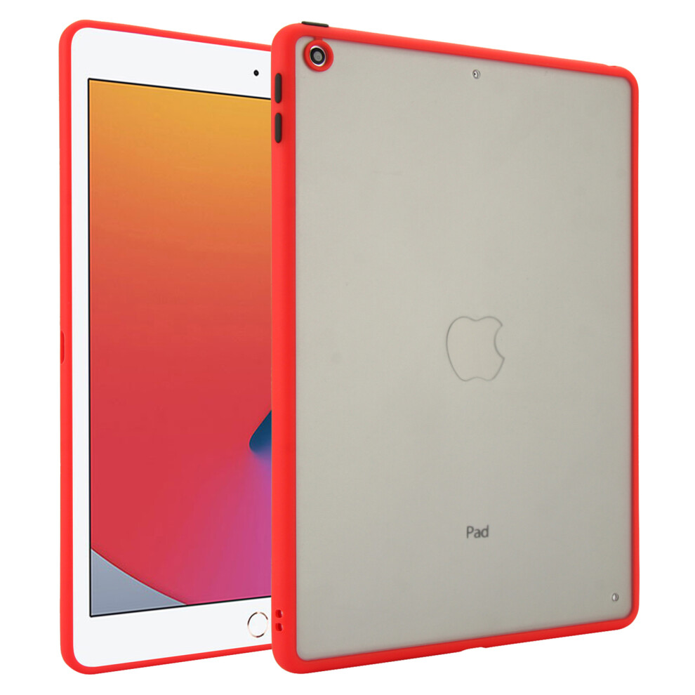(Red) Tablet Case For Ipad 10.2 (2021) / (2020) / (2019) Skin Touch Matte Acrylic Tpu Shockproof Cover Red 6914286689078