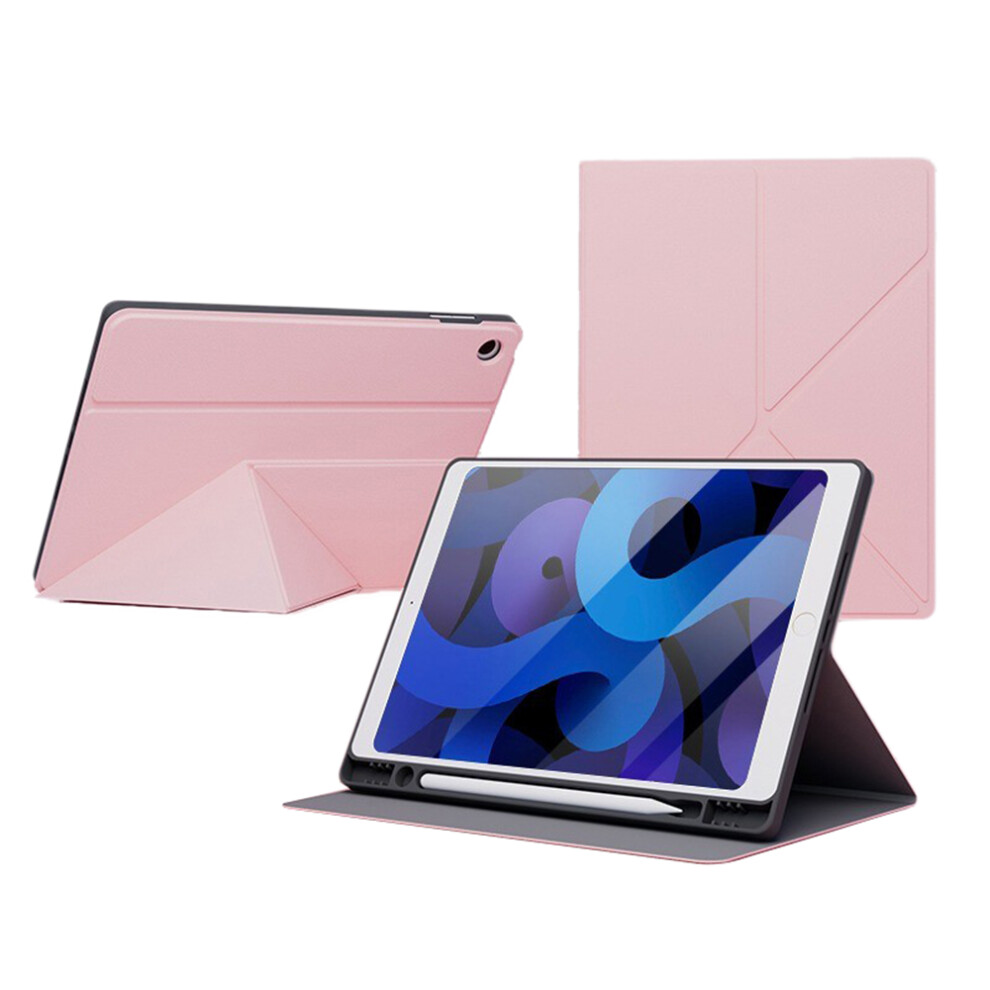 (Pink) Tablet Case For Ipad 10.2 (2021) / (2020) / (2019) Folding Stand Shockproof Leather Cover With Pencil Holder Pink 6914283934775