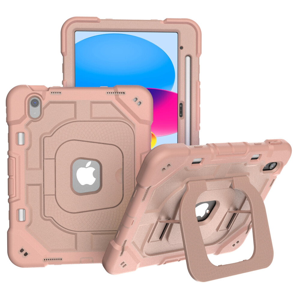 (Rose + Rose ) For Ipad (2025) / 10.9 (2022) Case Kickstand Silicone + Pc Shockproof Protective Tablet Cover Gold 6914289379792