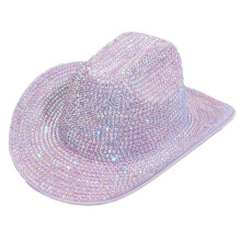 Chapeaux de cowboy en cristal lourd avec strass-violet clair M