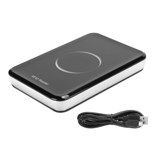 Léitheoir Cárta Cliste RFID Scríbhneoir Le Cláraitheoir Criptithe Comhéadan USB Macasamhlú Dé-Minicíochta Solas Rabhaidh LED Meabhrúchán