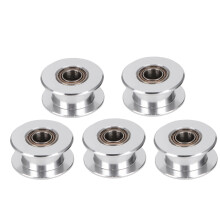GT2 spanrol voor 3D-printer, tandloze aluminium spanrol met H-vormige groef en dubbele motorlagers, 5 mm boring, 6 mm breedte, compatibel met
