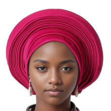 Chapeau Turban africain pour femmes, Ă la mode, en-rose rouge