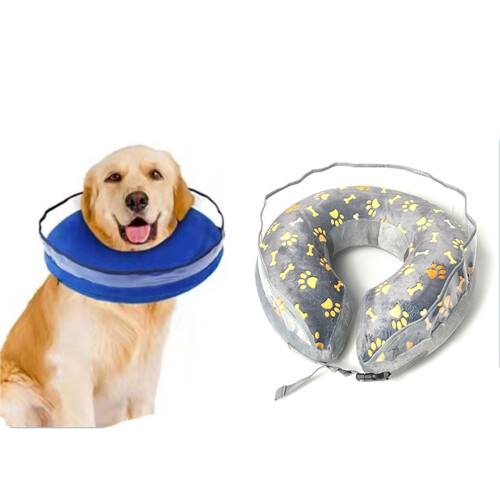 Adjustable Inflatable Pet Collar Prevents Licking and-Gray M 2