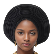 Chapeau Turban multicouche chapeau africain pour événement-Noir