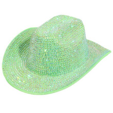 Chapeaux de Cowboy de mariée, chapeau Panama en-vert fluo M
