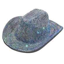 Chapeau Panama scintillant clouté, chapeau de fête-Bleu marine M