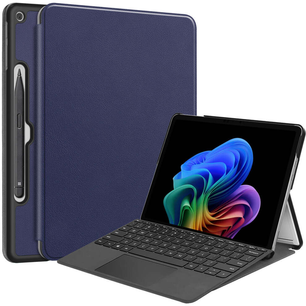(Dark ) For Microsoft Surface Pro 12Inch Case Pu Leather Folding Stand Folio Tablet Cover Blue 6914287189522