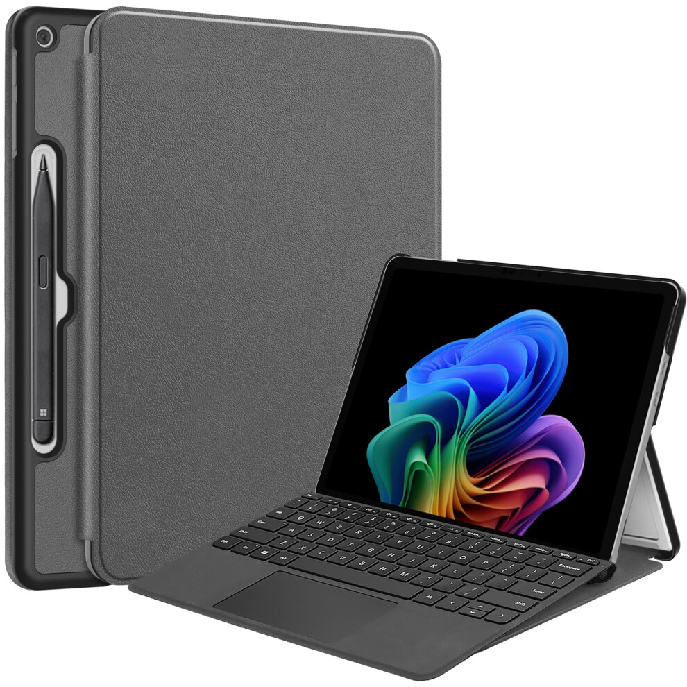 (Grey) For Microsoft Surface Pro 12Inch Case Pu Leather Folding Stand Folio Tablet Cover Grey 6914288591478