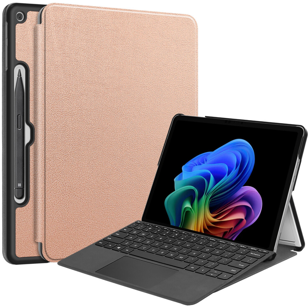 (Rose ) For Microsoft Surface Pro 12Inch Case Pu Leather Folding Stand Folio Tablet Cover Gold 6914285298202