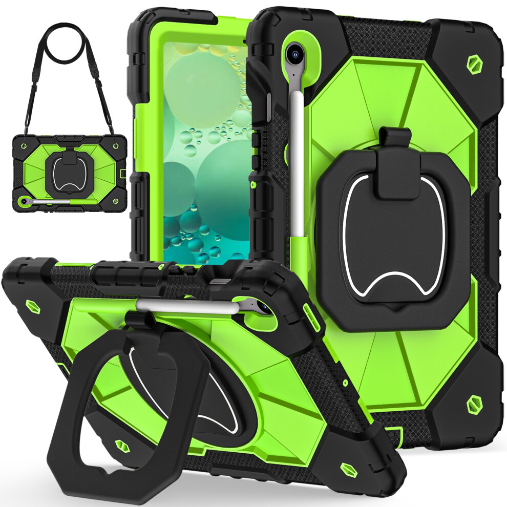 ( / Yellowgreen) For Samsung Galaxy Tab S10 Lite / S10 Fe / S9 Fe / S9 Case Silicone + Pc Kickstand Tablet Cover Black 6914281339152