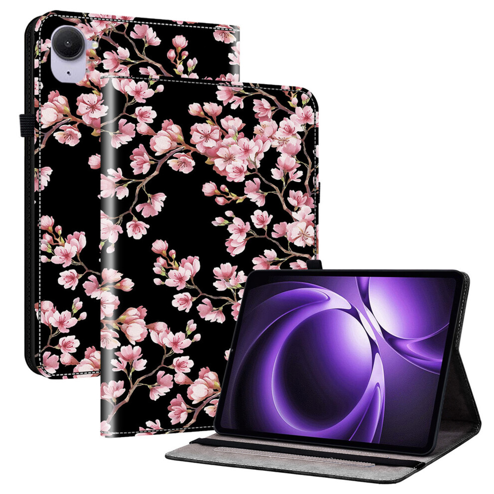(Plum Blossom) For Xiaomi Pad Mini / Redmi K Pad Leather Case Pattern Printed Stand Tablet Cover With Card Slots Purple 6914281815335