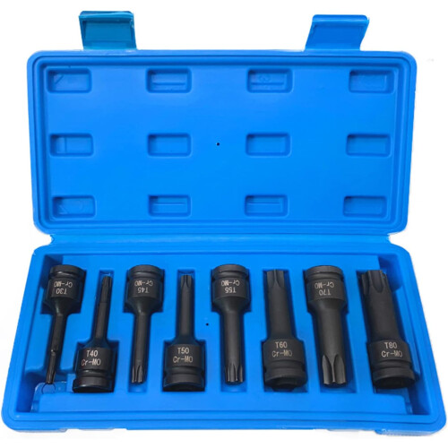 1/2In Drive Impact Star Bit Socket Sets With Torx Sizes T30T80 2