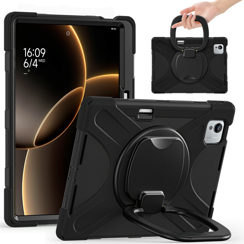 (Black) For Xiaomi Pad 7 Ultra Case Tpu + Pc + Silicone Tablet Cover Swivel Kickstand Handle Grip Black 6914289043228