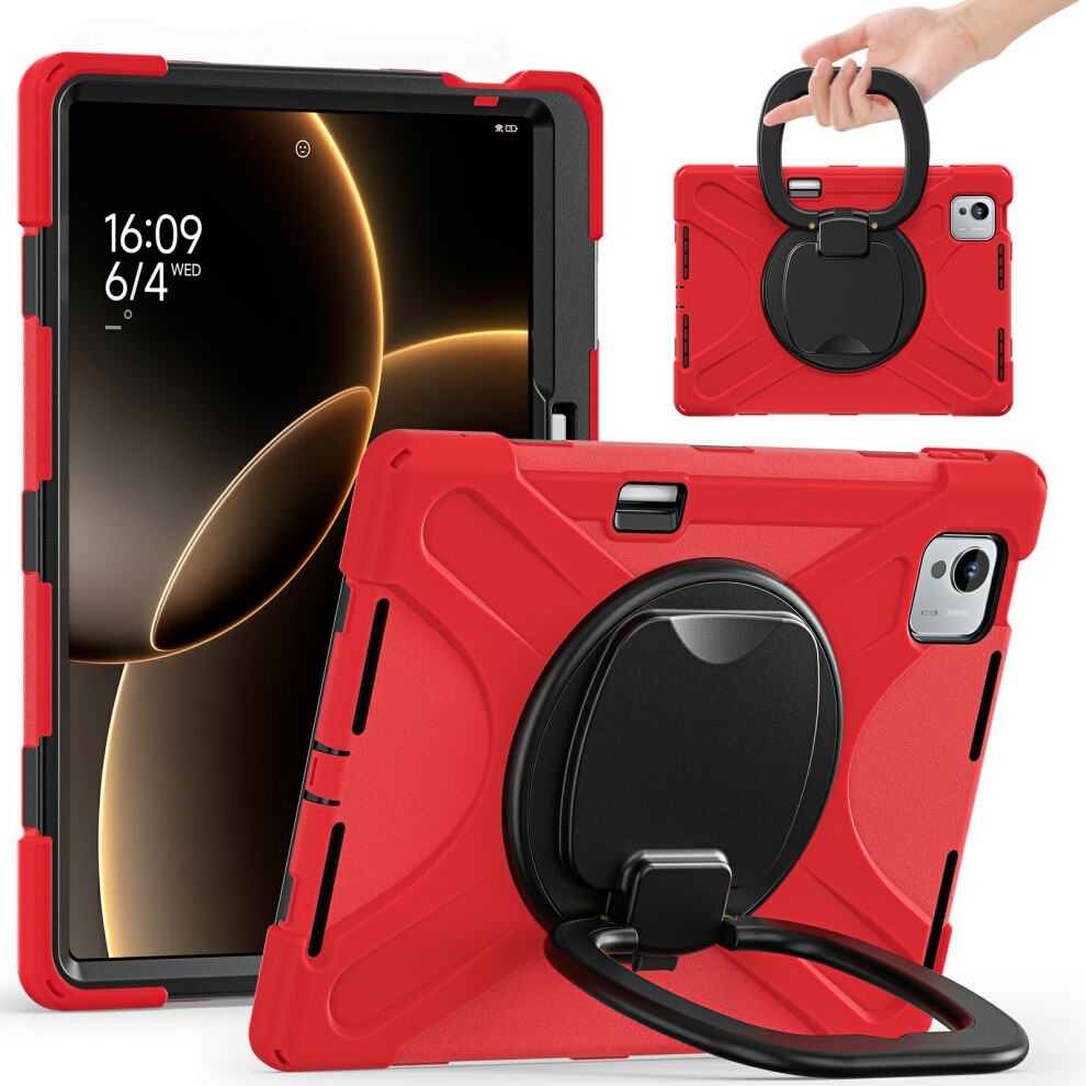 (Red) For Xiaomi Pad 7 Ultra Case Tpu + Pc + Silicone Tablet Cover Swivel Kickstand Handle Grip Red 6914283178384
