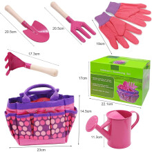 Kids Garden Tool Kit, Canvas Tote with Rounded Edges for Safety, Brightly Colored Tools Ideal for Wee Ones Playing Beside Parents, Specially Made for